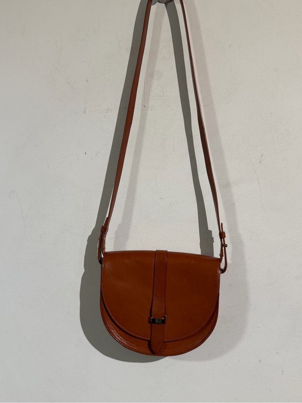 Sezane Saddle Crossbody Bag in Brown Leather